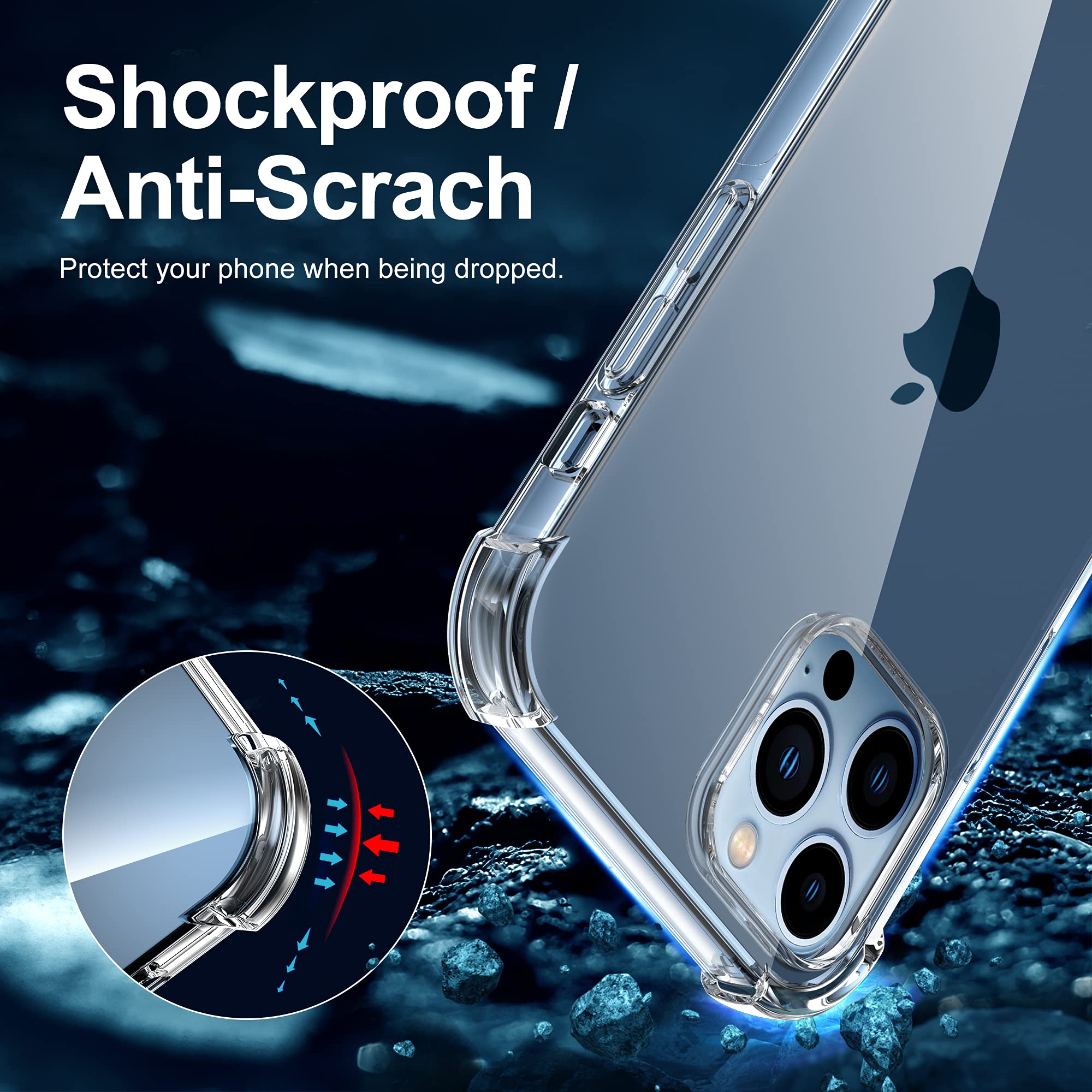 Migeec Skal för iPhone 13 Pro Max Clear skyddande TPU-täckning med höjt kamera skydd, stötdämpande hörn, Slim Fit telefonfall genomskinlig design