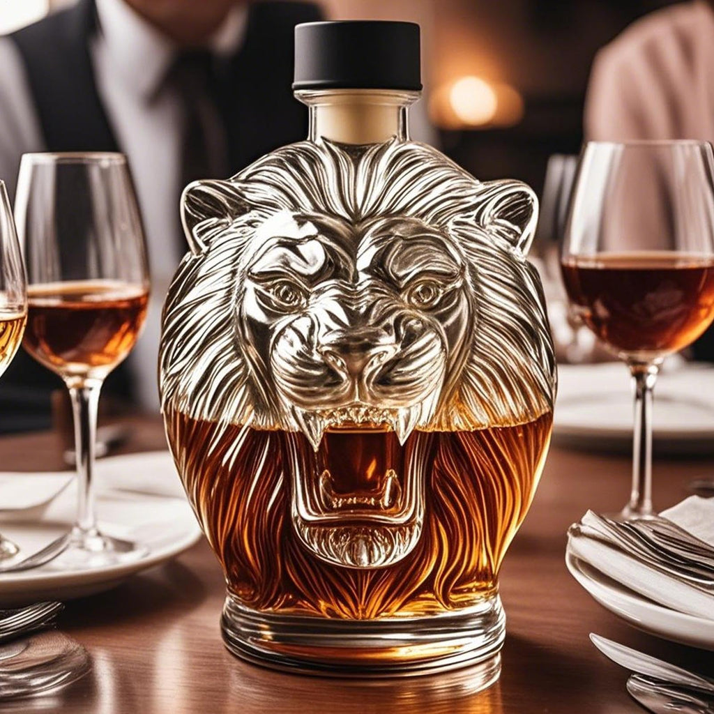 Whiskey Decanter - Wine Decanter - Wine Container - Glass Whiskey Alcohol Decanters Bottle - Liquor Dispenser Decanters Bottle | Animal Profile Liquor Container For Men Father Husband Dad