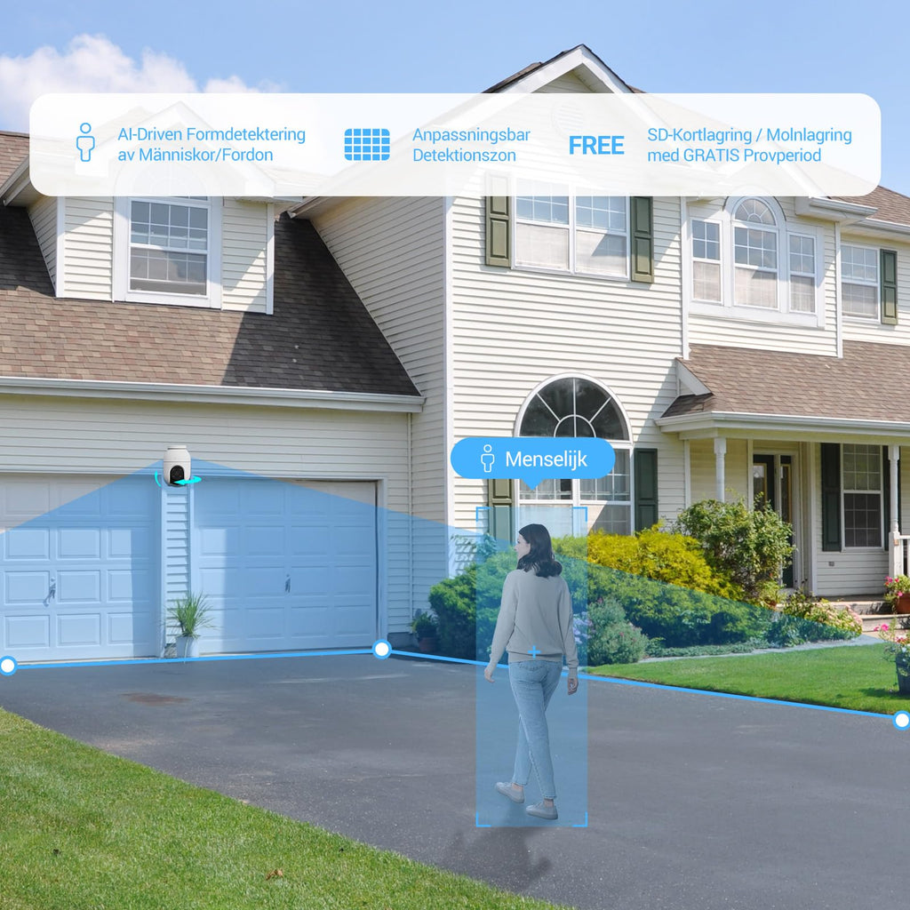 EZVIZ C8c 2MP 360° övervakningskamera Utomhus Wifi, Kamera övervakning PTZ, Color Night Vision, AI Persondetektering, Auto Zoom Tracking, Tvåvägsljud, Siren, Alexa/Google, Security Camera Outdoor