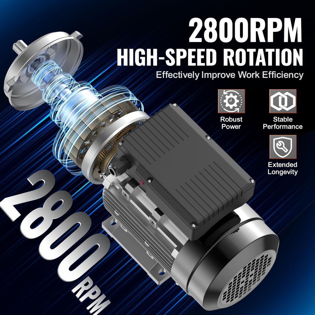 VEVOR Elmotor 2,2 kW 1-fas luftkompressormotor, 2 800 varv/min, AC 220–240 V, 13,8 A, 90L ram, B3, 24 mm kopplingsaxel, CW/CCW-rotation för jordbruksmaskiner och utrustning