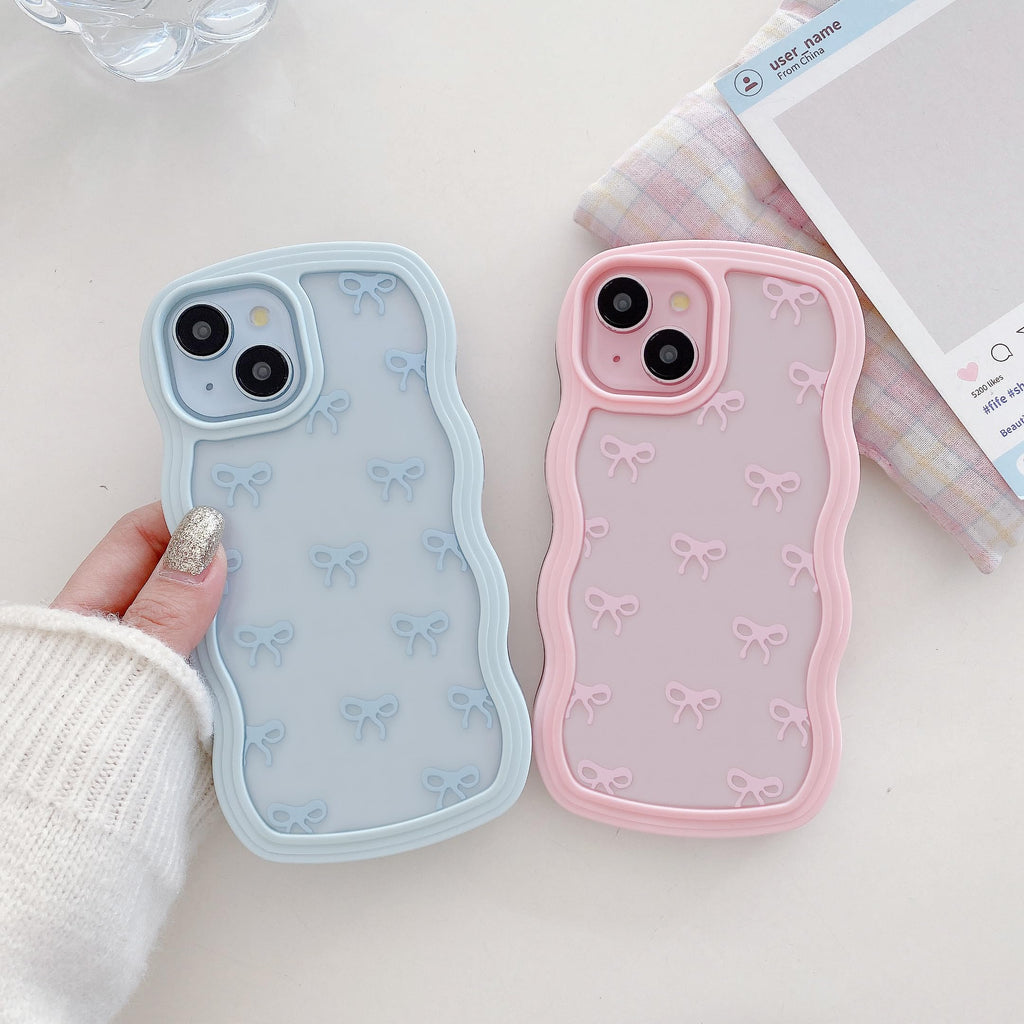 QLTYPRI Rosettfodral för iPhone 11, Klart Qulligt Telefonfodral med Rosett och Lockigt Vagigt, Mjukt TPU Fodral med Stötsäkert Skyddande Skalför Kvinnor Flickor - Rosa