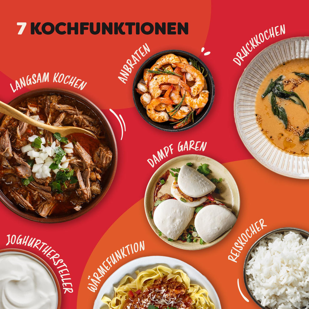 Instant Pot Duo 7 i 1 multifunktionell tryckkokare, riskokare, fritös, yoghurtkokare, ångkokare och värmeplatta - Rostfritt stål - 5,7 L
