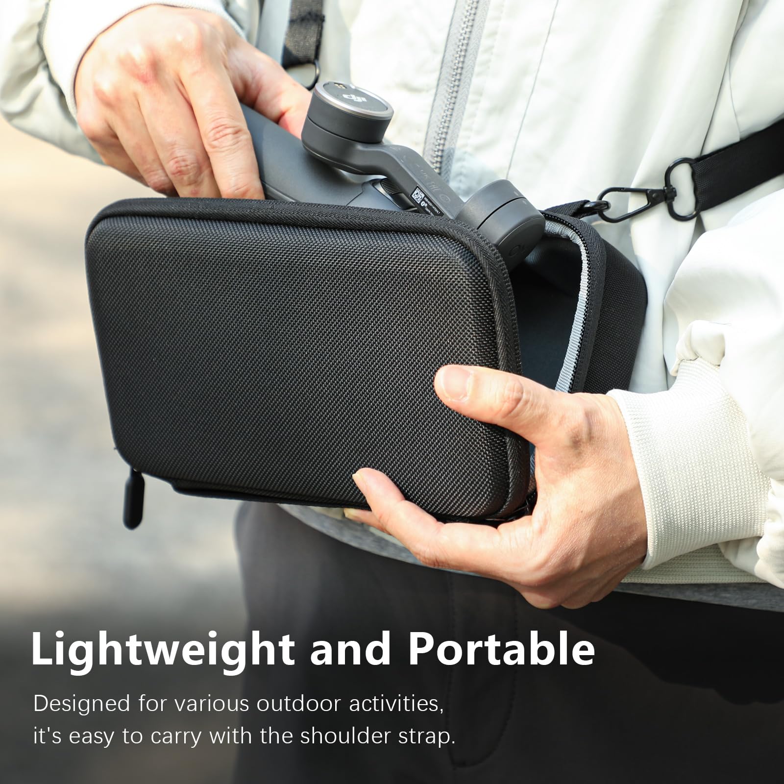 FPVtosky Osmo Mobile 7/Osmo Mobile 7P väska, nylon resväska axelväska för DJI OSMO Mobile 7/7P huvudstabilisator/OM fyllning telefonklämma tillbehör, svart (endast fodral), Svart, Enkelhet
