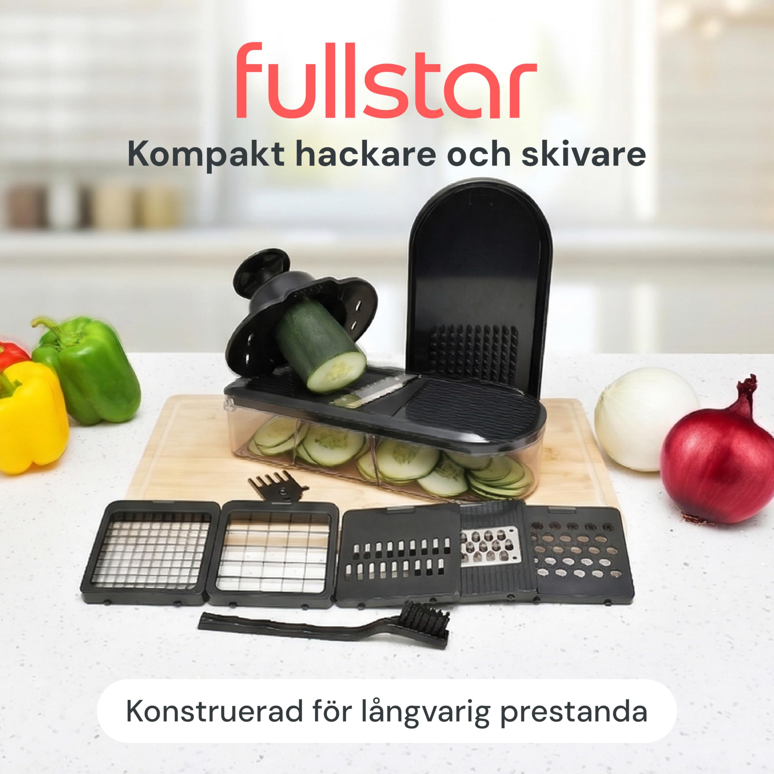 Grönsakshackare Grönsaksskärare Mandolin Grönsaksskivare - Grönsaks- och löksalladsmatberedare Manuell - Potatischopper Grönsakshackare Tärningsskärare - Köksredskap Prylar (Kompakt 6-i-1 Svart)