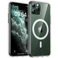 TOCOL Skal för iPhone 11 Pro Max, Kameraskydd, Integrerad Magnetring, Kompatibel med Magsafe, Fallskydd, Genomskinlig Matt Baksida, Transparent