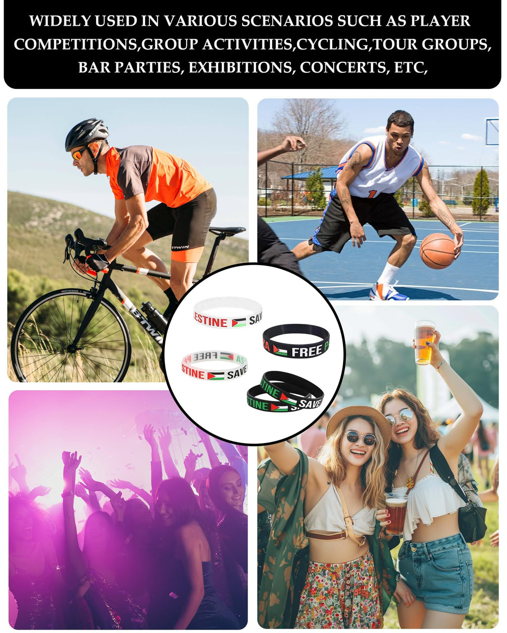 5 stycken palestinska armband, gratis palestinska armband, palestinska silikonarmband, rullande armband för män och kvinnor, solidaritetsarmband för kvinnor och män