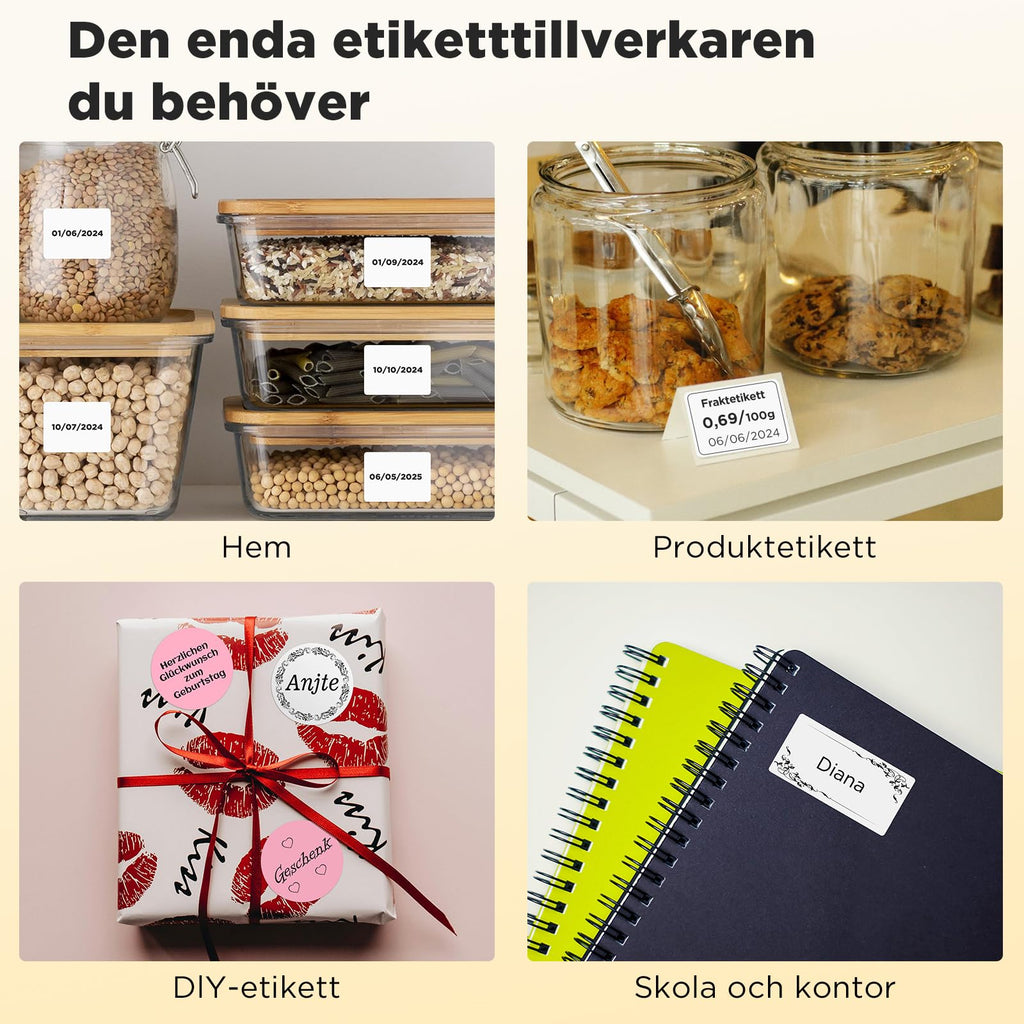 SUPVAN T50M Pro Etikettskrivare Innehåller 1 Rullar Vita Etiketter, Bluetooth Termisk Etikettmaskin, Smart App Med 40+ Teckensnitt, 150+ Mallar Och 700+ Ikoner För Hem, Kontor Och Skola