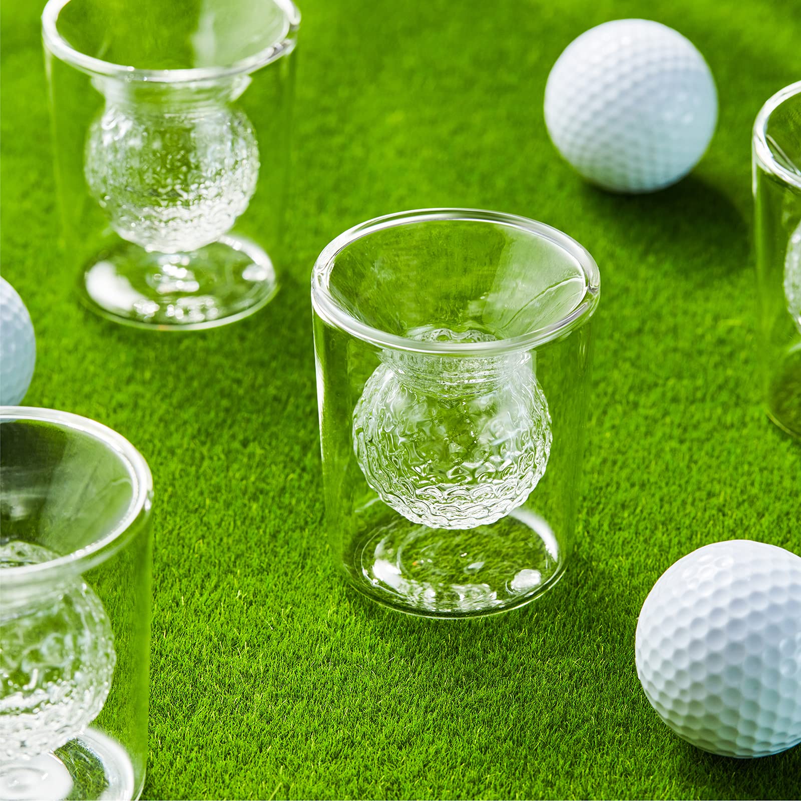 Golf Decanter Whiskey Decanter Set with 4 Golf Ball Whiskey Glasses - Unique Golf Gifts for Men - 750ML Golf Themed Liquor Decanters for Alcohol, Bourbon, Scotch, Vodka, Tequila, Wine Clear