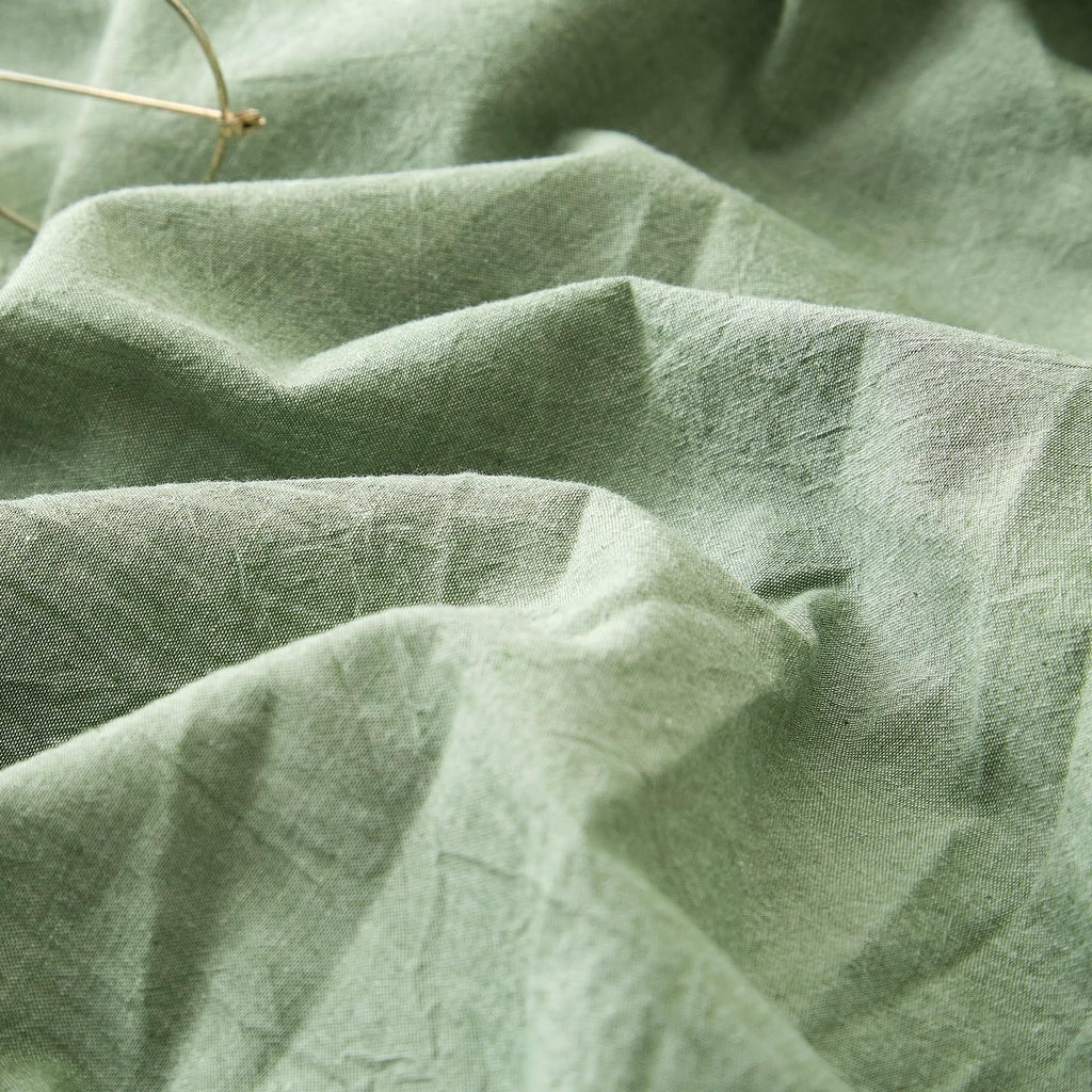 AMWAN Soft Sage Green Duvet Cover Twin 3 Piece Washed Cotton Bedding Sets Simple Style Light Green Comforter Cover Breathable Cotton Green Bedding Duvet Cover for Kids Boy Girl Adults Twin Bed Set