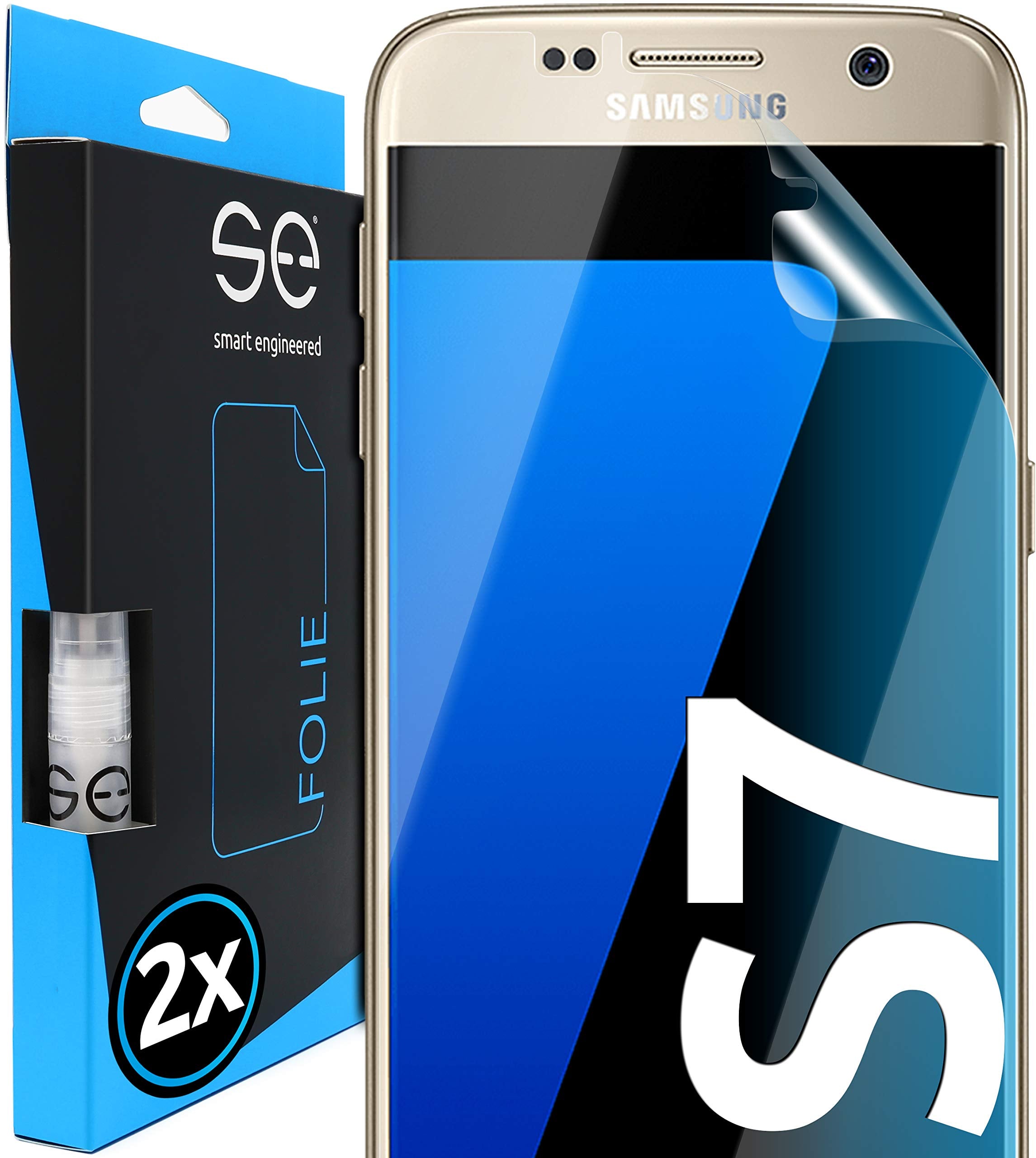 2 x 3D Skärmskydd för Samsung Galaxy S7 [smart engineered] - Skyddsfilm, transparente displayskydd, skyddsfall vänliga, perfekta utskärningar, fodralvänligt