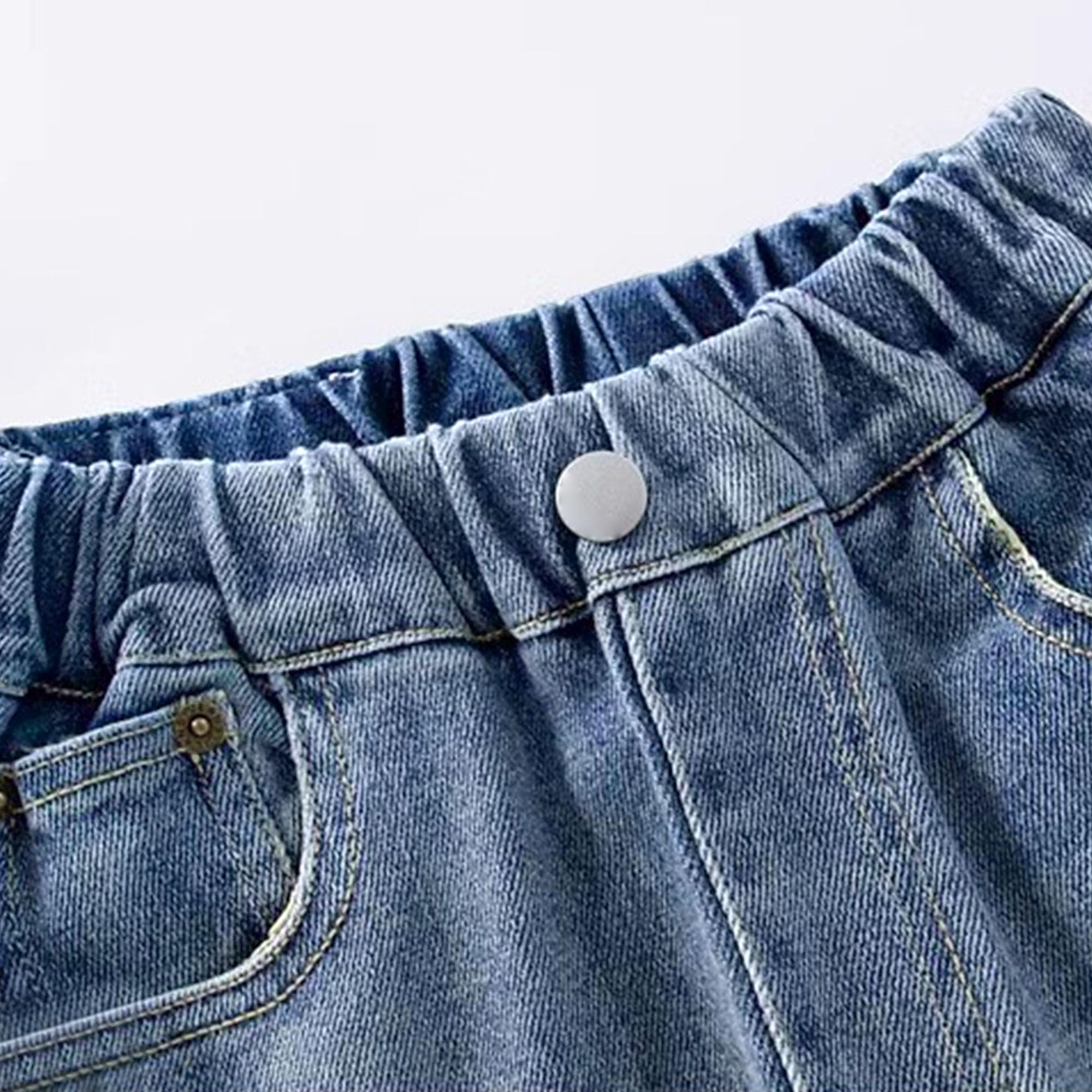 Baggy jeans pojkar vardaglig elastisk midja breda ben Y2k denimbyxor vintage streetwear byxor lös passform träningsbyxa