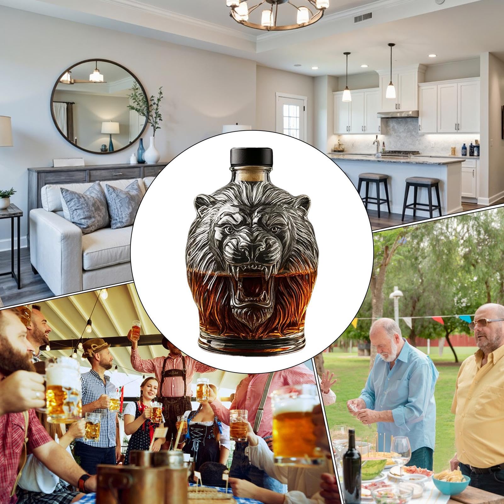 Whiskey Decanter - Wine Decanter - Wine Container - Glass Whiskey Alcohol Decanters Bottle - Liquor Dispenser Decanters Bottle | Animal Profile Liquor Container For Men Father Husband Dad