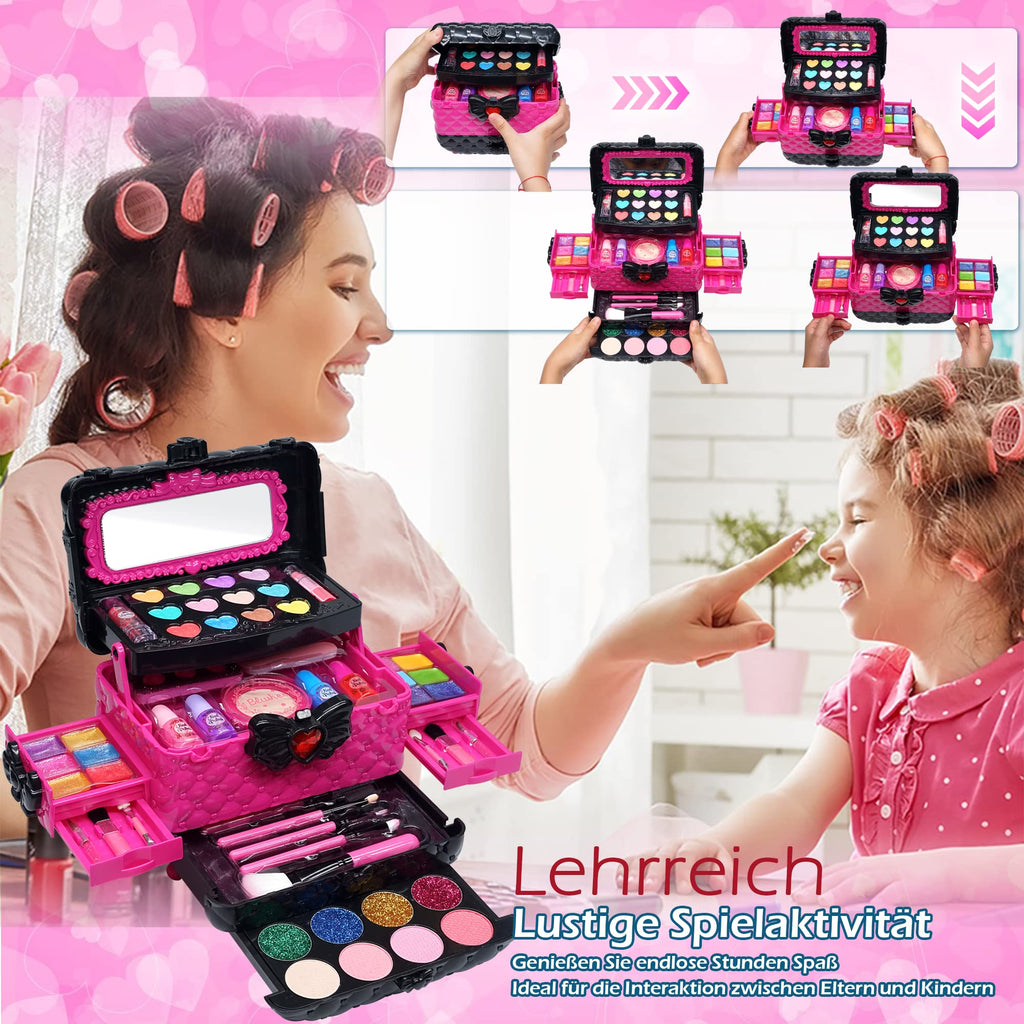Kids Girls Makeup Set 57 Pieces Makeup Bag Toys Halloween Christmas Birthday Gifts for Girls 4 5 6 7 8 9 10-12 Years