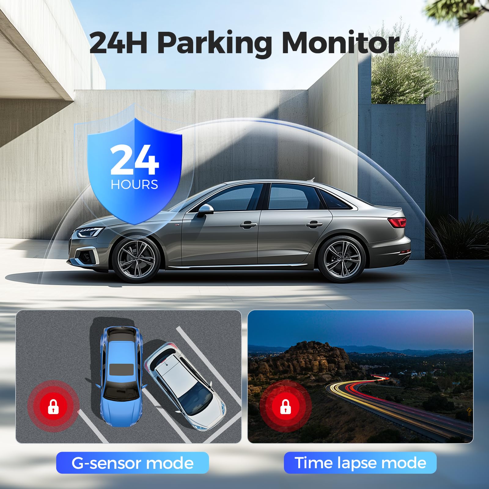 4K Dash Cam Front, Voice Control Car Dashcam, WiFi Dash Camera för bilar, Inbyggd GPS, Bilkamera med WDR Night Vision, 170° vidvinkel, G-Sensor(D500)