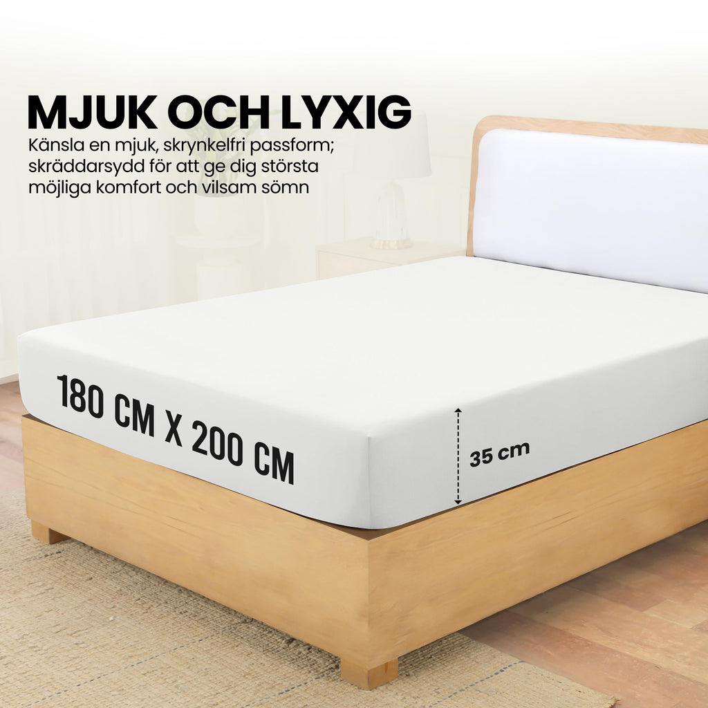 Utopia Bedding dra-på-lakan – djup ficka 35 cm (14 tum) – borstad mikrofiber (Vit, 180x200 cm)