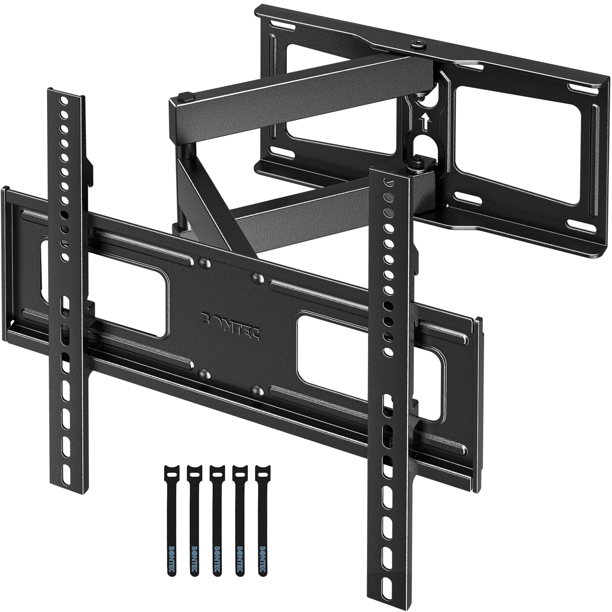 BONTEC TV-väggfäste för 26-60 tum LED LCD TV, svängbart, vinklingsbart och förlängningsbart från 80 mm till 500 mm, med 45 kg kapacitet. Inkl. 5 kabelklämmor och vattenpass, max. VESA 400x400 mm