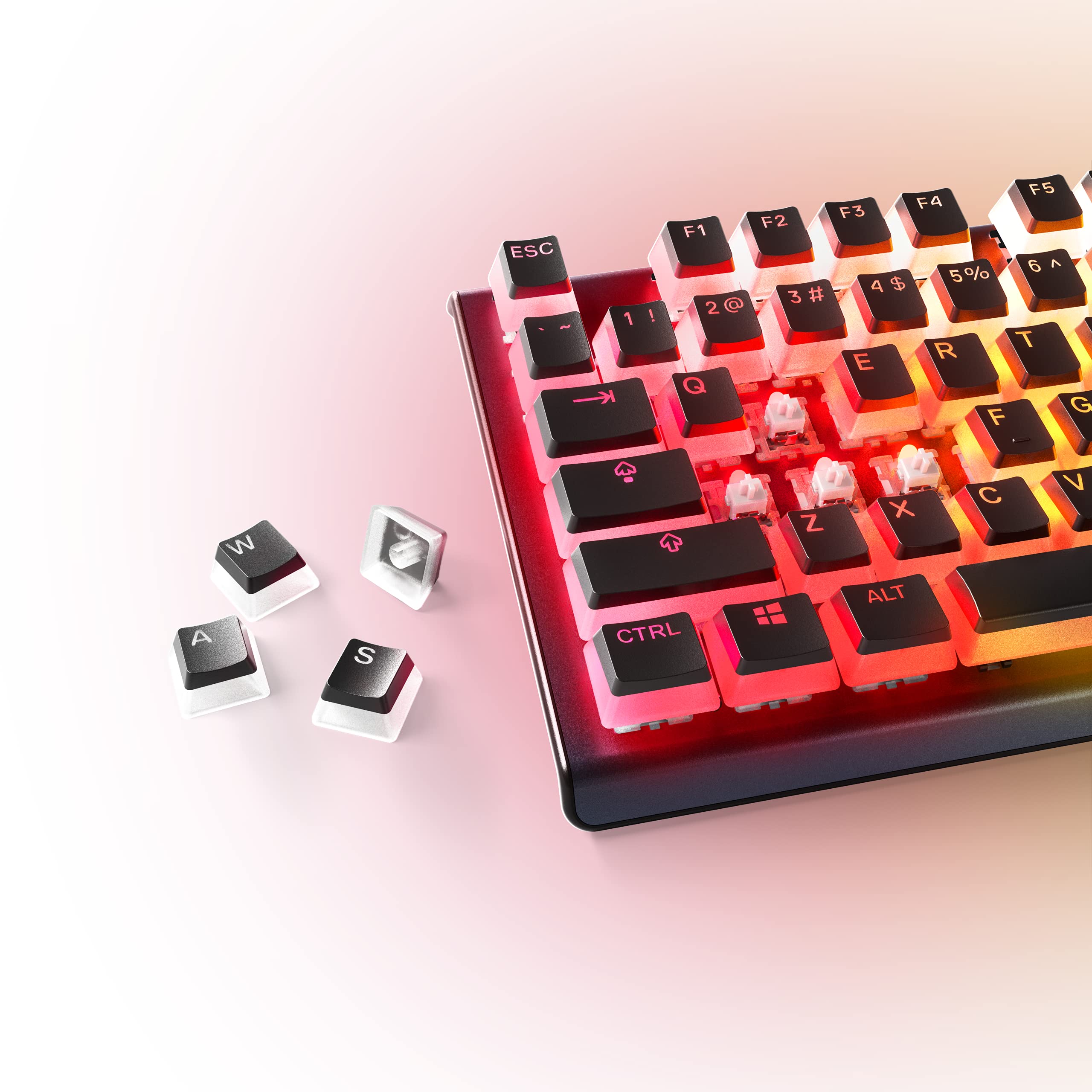 SteelSeries PrismCaps – Double Shot Pudding-style Keycaps – hållbar PBT-termoplast – kompatibel med de flesta mekaniska tangentbord – MX-stammar – svart (US Layout
