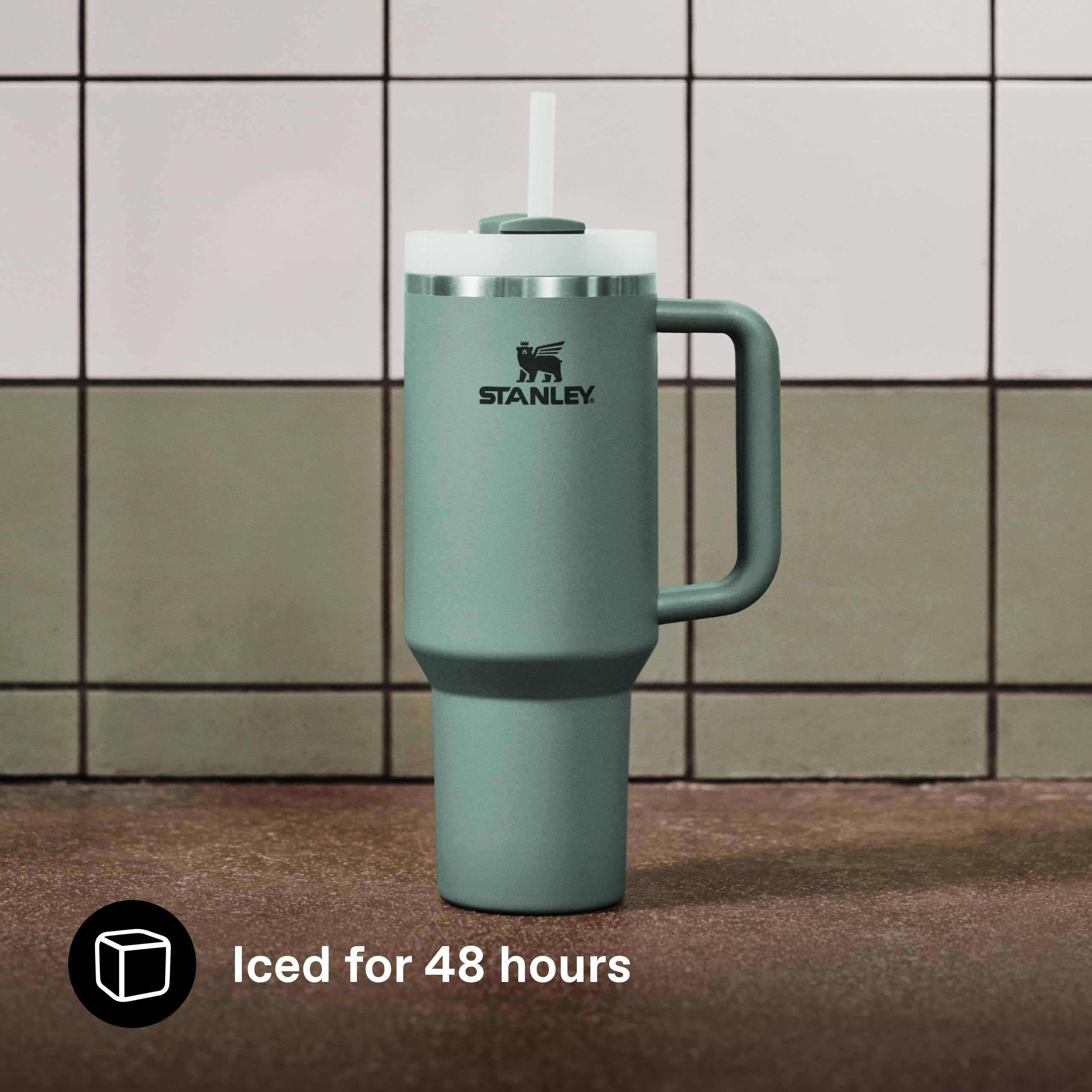 Stanley 1913 Quencher H2.0 Flowstate Tumbler 1.2L - Kallt I 11 Timmar - Iced I 48 Timmar - Kopp Med Halm, Handtag Och Lock - Diskmaskin Säker - Resemugg För Kall Dryck - Shale