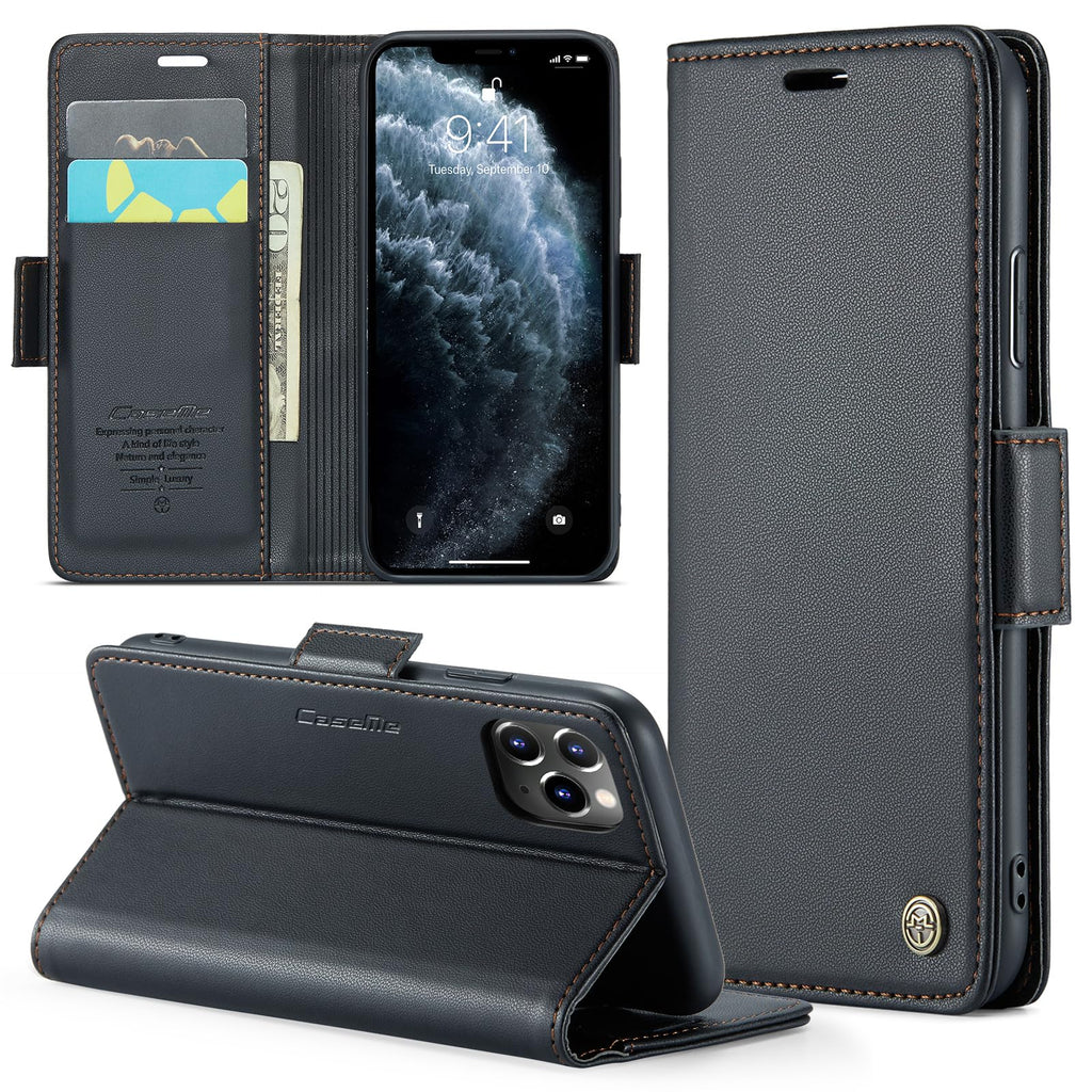 Skal för iPhone 11 Pro Case, Läderfodral Plånbok Skal, [TPU-skal] [Kortplatser] [Kickstand] stöttåligt folio flipfodral Wallet Leather Cover för iPhone 11 Pro, Svart