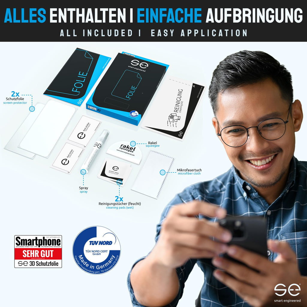 2 x 3D Skärmskydd för Samsung Galaxy S7 [smart engineered] - Skyddsfilm, transparente displayskydd, skyddsfall vänliga, perfekta utskärningar, fodralvänligt