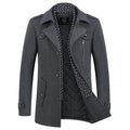 Ullkappa för män vinter varm trenchcoat herr tjock överrock business slim fit overcoat