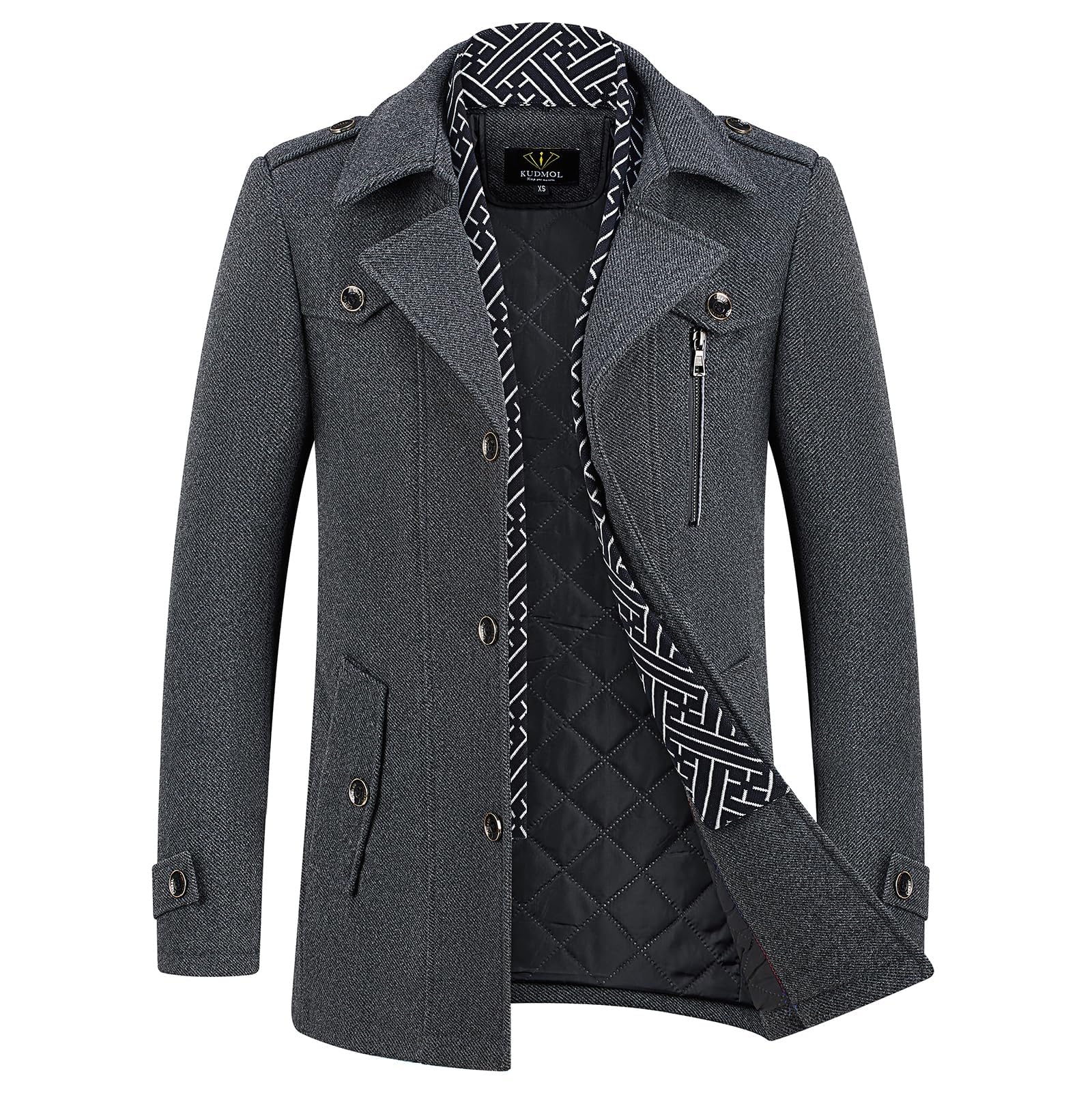Ullkappa för män vinter varm trenchcoat herr tjock överrock business slim fit overcoat