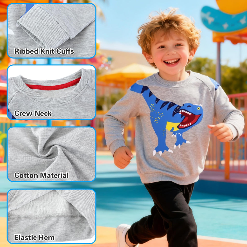 Tröja Barn Dinosaurie Rund Hals Långärmad Bomull Pojke Pullover Toppar Mode Sport T-shirt Pojkar Tröja Utan Huva Barn Tröja 2-7 År