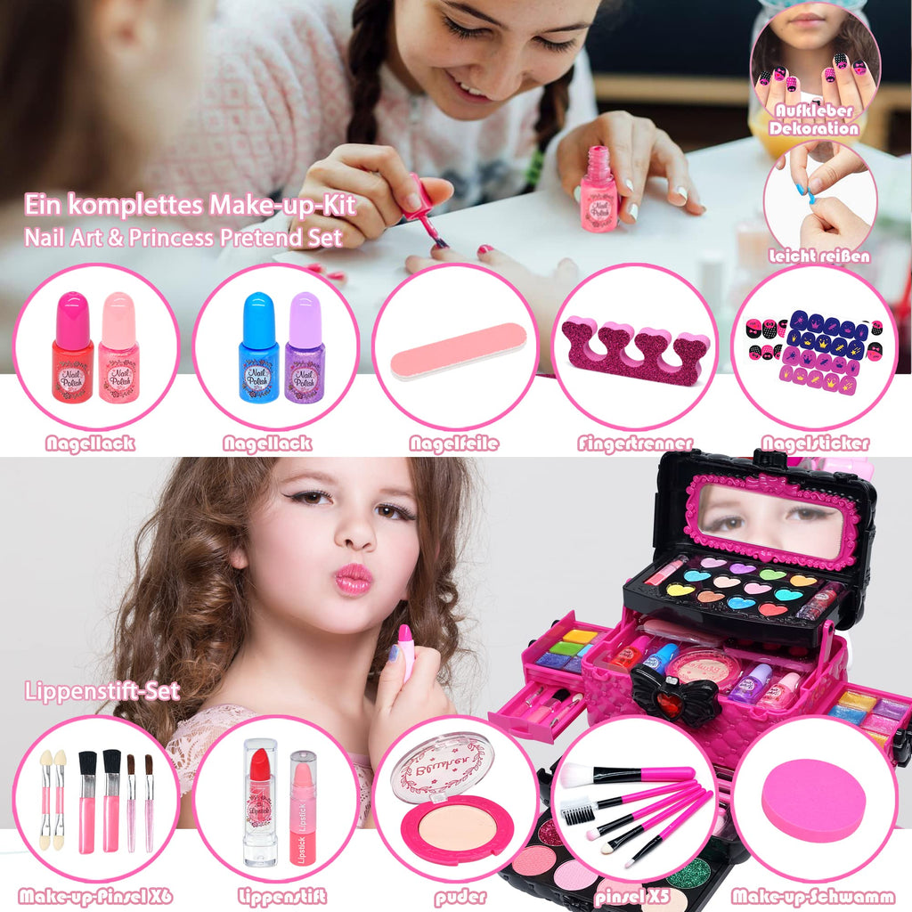 Kids Girls Makeup Set 57 Pieces Makeup Bag Toys Halloween Christmas Birthday Gifts for Girls 4 5 6 7 8 9 10-12 Years