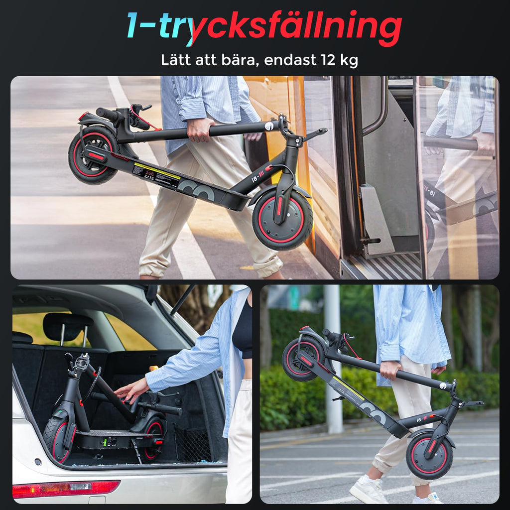 iScooter elektrisk sparkcykel, 250W motor, i8 el-sparkcykel med farthållare, 20–25 km räckvidd, 8,5-tums däck, 3 hastighetslägen, dubbelt bromssystem, snabb el-sparkcykel för vuxna och tonåringar