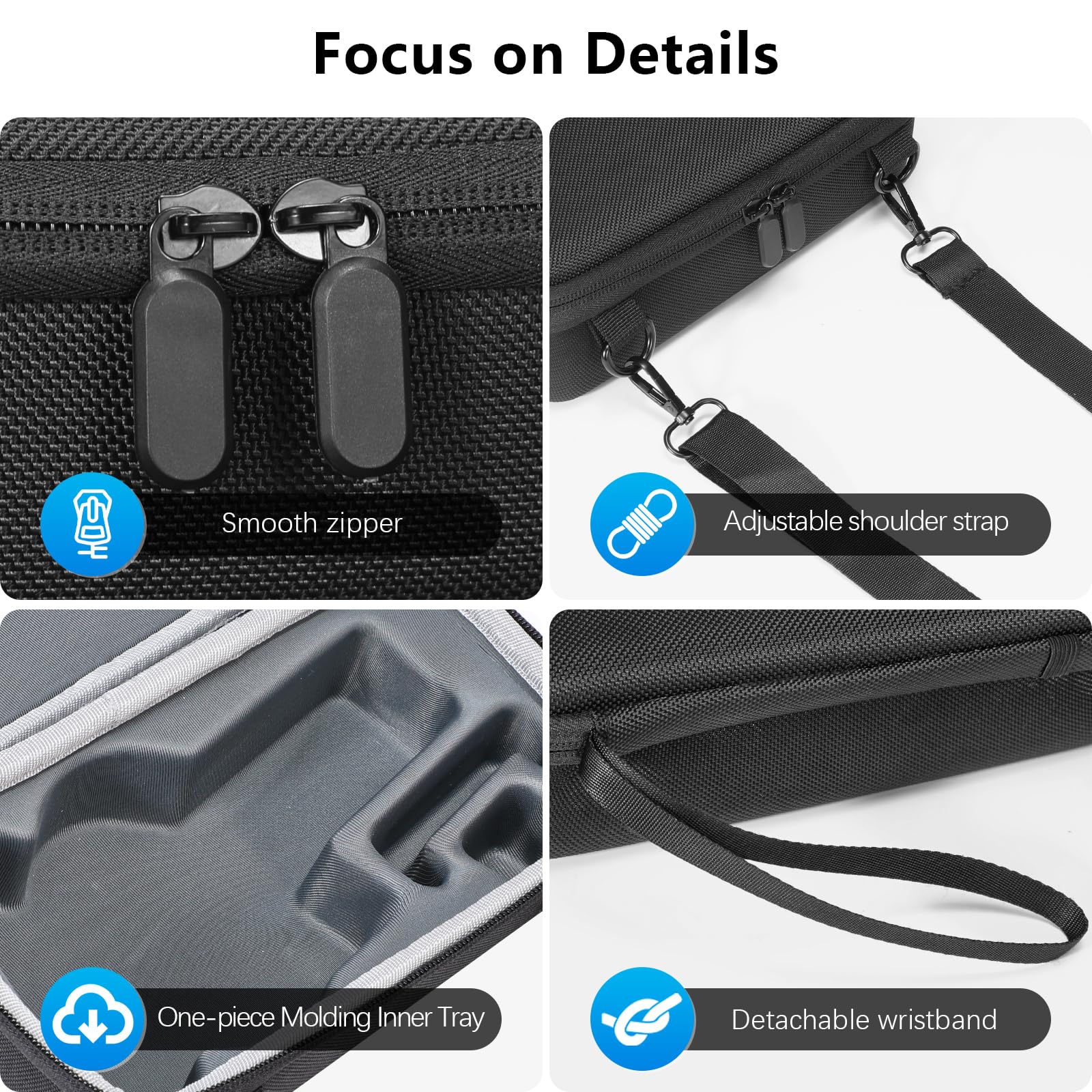 FPVtosky Osmo Mobile 7/Osmo Mobile 7P väska, nylon resväska axelväska för DJI OSMO Mobile 7/7P huvudstabilisator/OM fyllning telefonklämma tillbehör, svart (endast fodral), Svart, Enkelhet