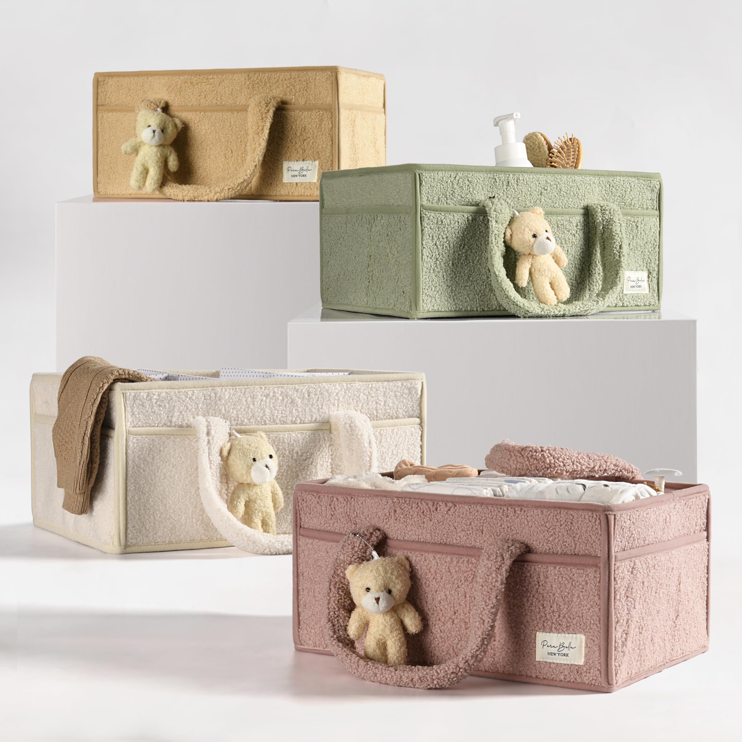 PeraBella Baby blöja caddie organiserare för skötbord, babyförvaringskorg för blöjor och babyvåtservetter, present till baby shower, bil caddieratör, barnkammare blöjförvaring, bärbar blöjförvaring