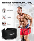 DMoose dippbälte med 80 cm kraftig stållyftkedja för pull-ups, träning, tyngdlyftning, tyngdlyftning och bodybuilding träning, bekvämt doppbälte med ryggstöd i neopren