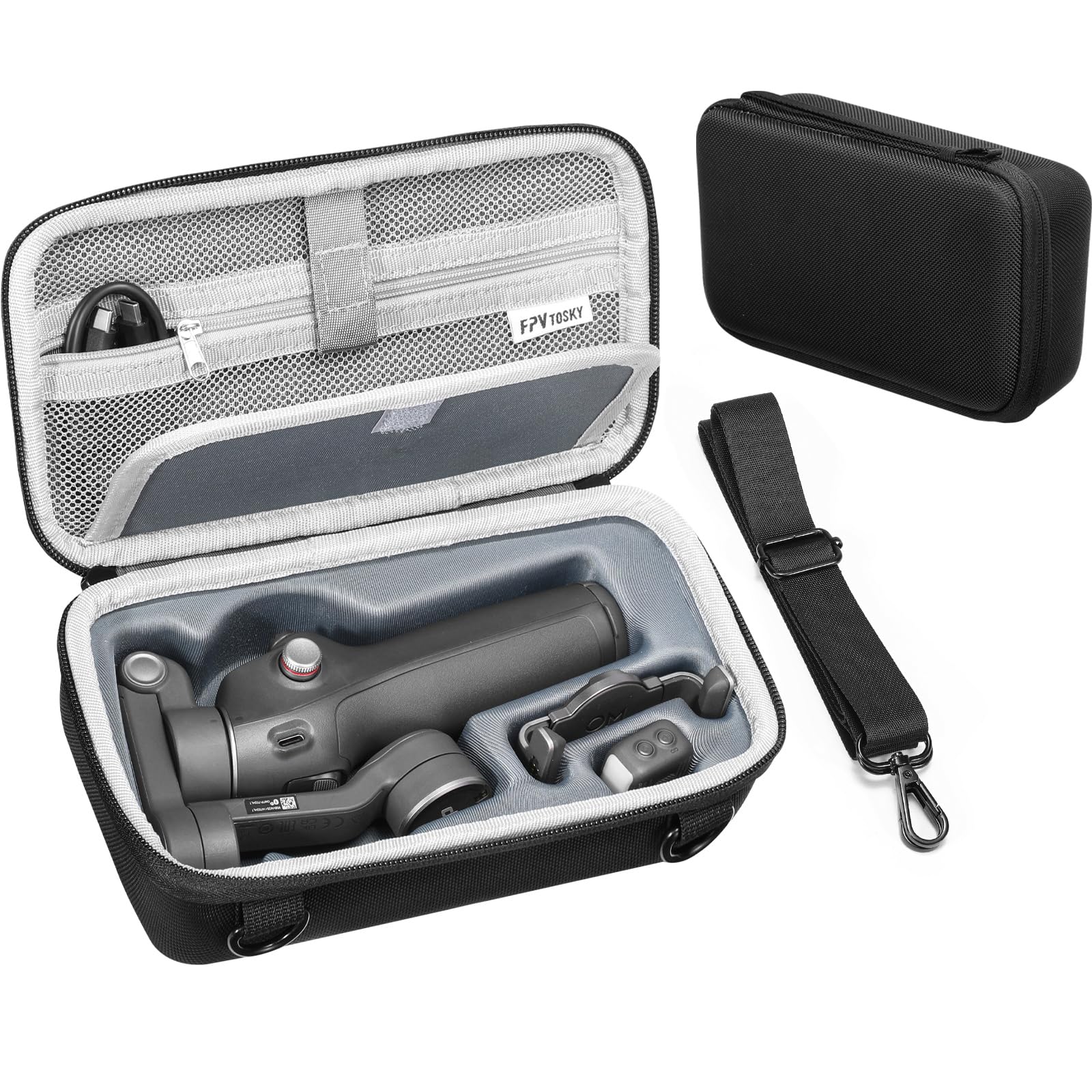 FPVtosky Osmo Mobile 7/Osmo Mobile 7P väska, nylon resväska axelväska för DJI OSMO Mobile 7/7P huvudstabilisator/OM fyllning telefonklämma tillbehör, svart (endast fodral), Svart, Enkelhet