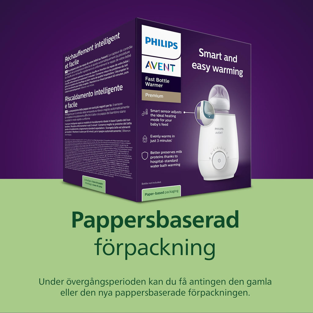 Philips Avent Premium snabb flaskvärmare, smart temperaturkontroll, jämn uppvärmning utan heta punkter, vattenbadsteknik enligt sjukhusstandard, automatisk avstängning och skonsam upptining, SCF358/00