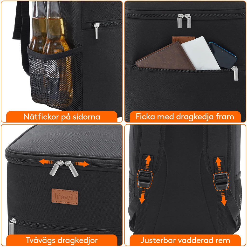 Lifewit Kylväska Ryggsäck, Stor Kylryggsäck för Vuxna, Kylväska Isolerad, Cooler Bag Vattentät Bärbar för Picknick, Strand, Camping, Resa