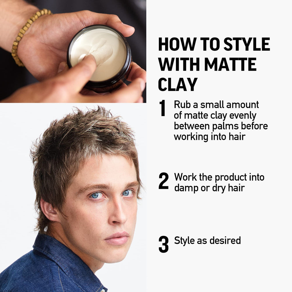 American Crew Matte Clay Texturerande matt lervax med medium stadga och låg glans, gåvor för män, hårstyling på 85 g med icke-fet formula för kontroll