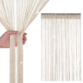 WedDecor Beige snörgardiner, glitter, franspanel, flygskärm, rumsavdelare, tofsgardin för dörrar, dörröppning, fönster, heminredning, evenemang dekoration 90 cm x 200 cm)