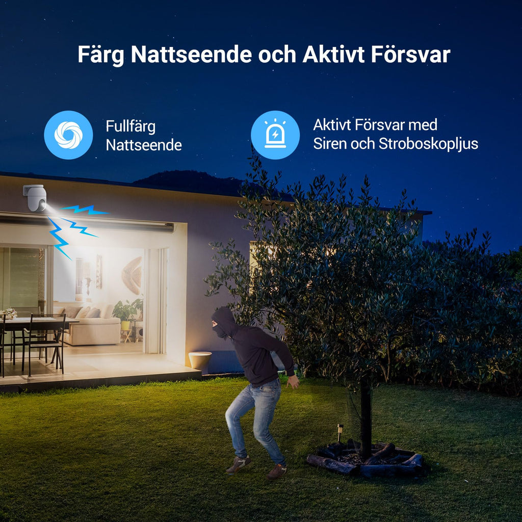 EZVIZ C8c 2MP 360° övervakningskamera Utomhus Wifi, Kamera övervakning PTZ, Color Night Vision, AI Persondetektering, Auto Zoom Tracking, Tvåvägsljud, Siren, Alexa/Google, Security Camera Outdoor