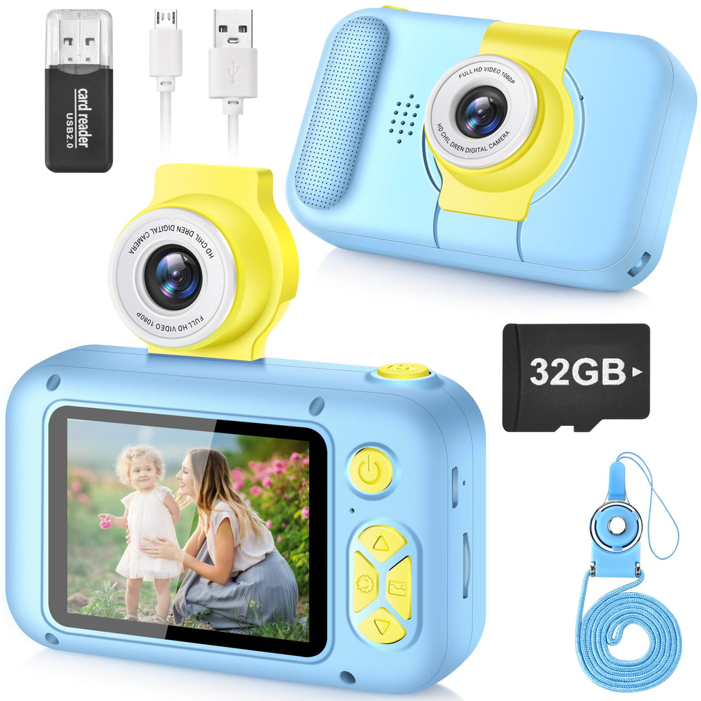 ARNSSIEN Kamera Barn med Stor 2,4" Skärm & 180° Roterande Lins, Barnkamera 3–12 År, 32GB Minneskort Ingår, Perfekt Födelsedagspresent för flickor/pojkar, X101