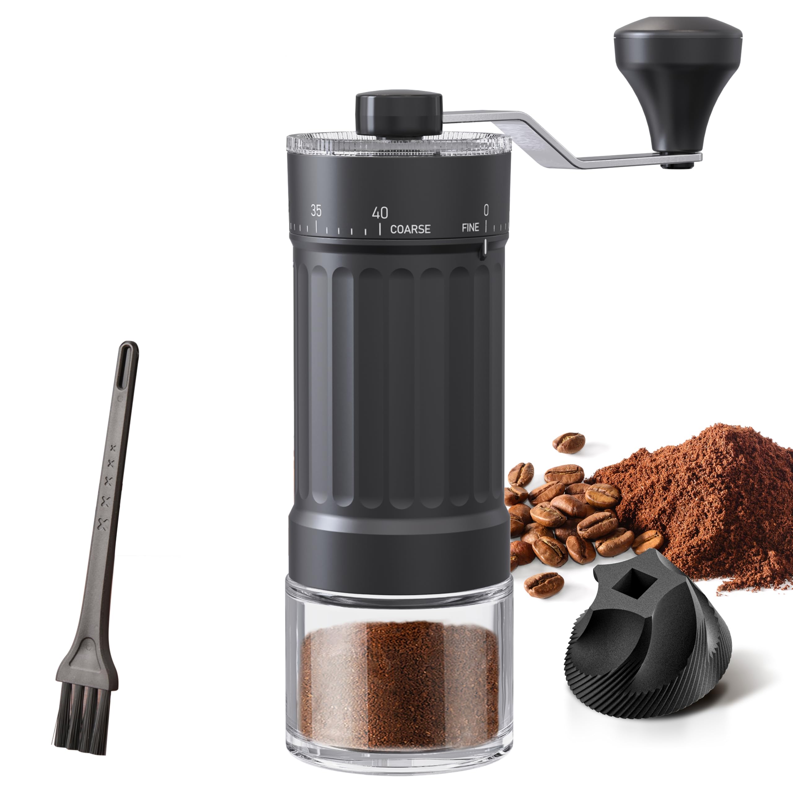 Extern justerbar manuell kaffekvarn med hög precision, modern konisk keramisk konkvarn i 40 steg, lämplig för aeropress, häll över och mokakannor.