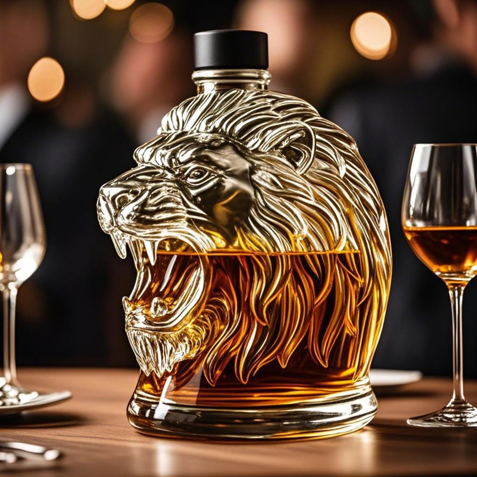 Whiskey Decanter - Wine Decanter - Wine Container - Glass Whiskey Alcohol Decanters Bottle - Liquor Dispenser Decanters Bottle | Animal Profile Liquor Container For Men Father Husband Dad