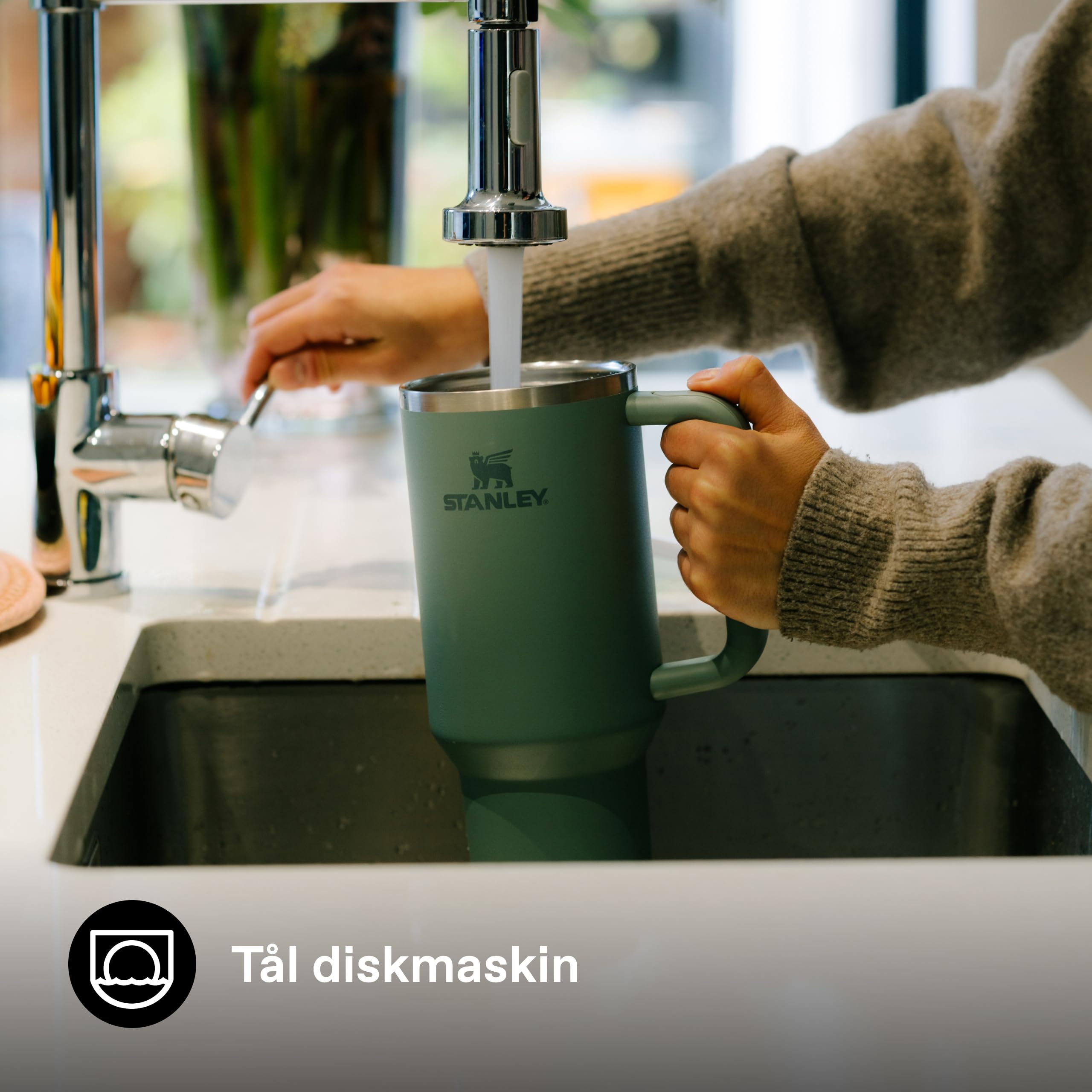 Stanley 1913 Quencher H2.0 Flowstate Tumbler 1.2L - Kallt I 11 Timmar - Iced I 48 Timmar - Kopp Med Halm, Handtag Och Lock - Diskmaskin Säker - Resemugg För Kall Dryck - Shale