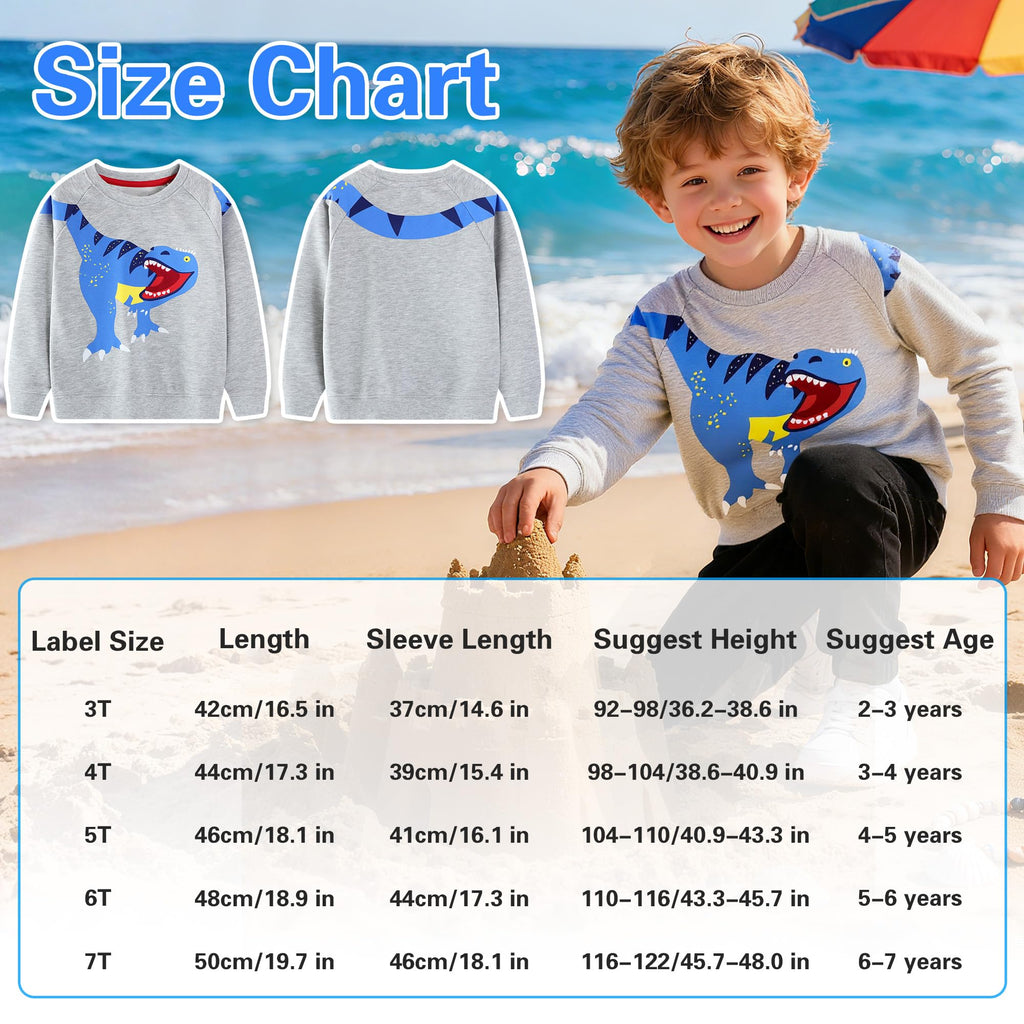Tröja Barn Dinosaurie Rund Hals Långärmad Bomull Pojke Pullover Toppar Mode Sport T-shirt Pojkar Tröja Utan Huva Barn Tröja 2-7 År