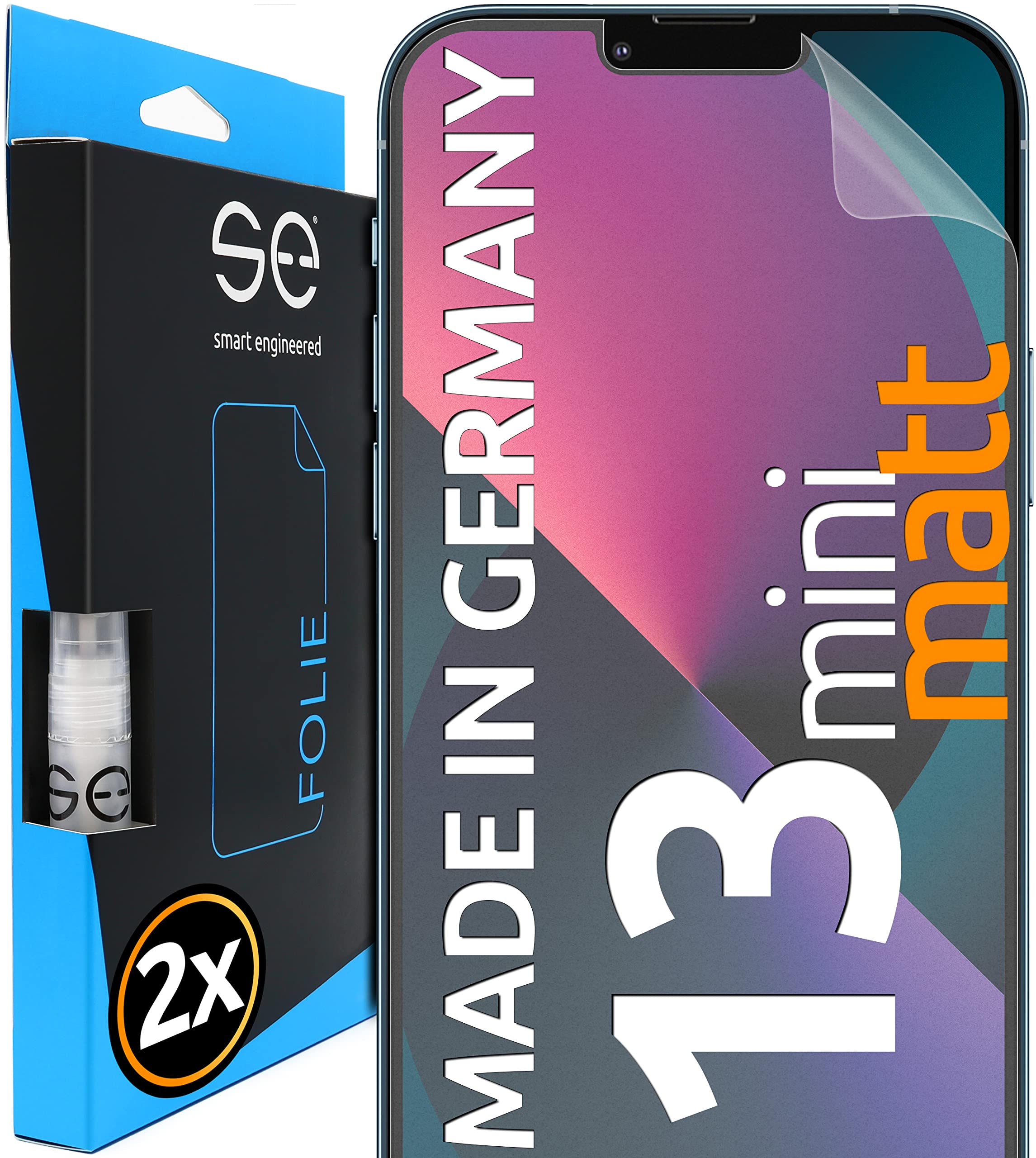 2 x 3D Skärmskydd för Apple iPhone 13 mini [smart engineered] - Skyddsfilm, anti reflektion, matt , skyddsfall vänliga, fodralvänligt