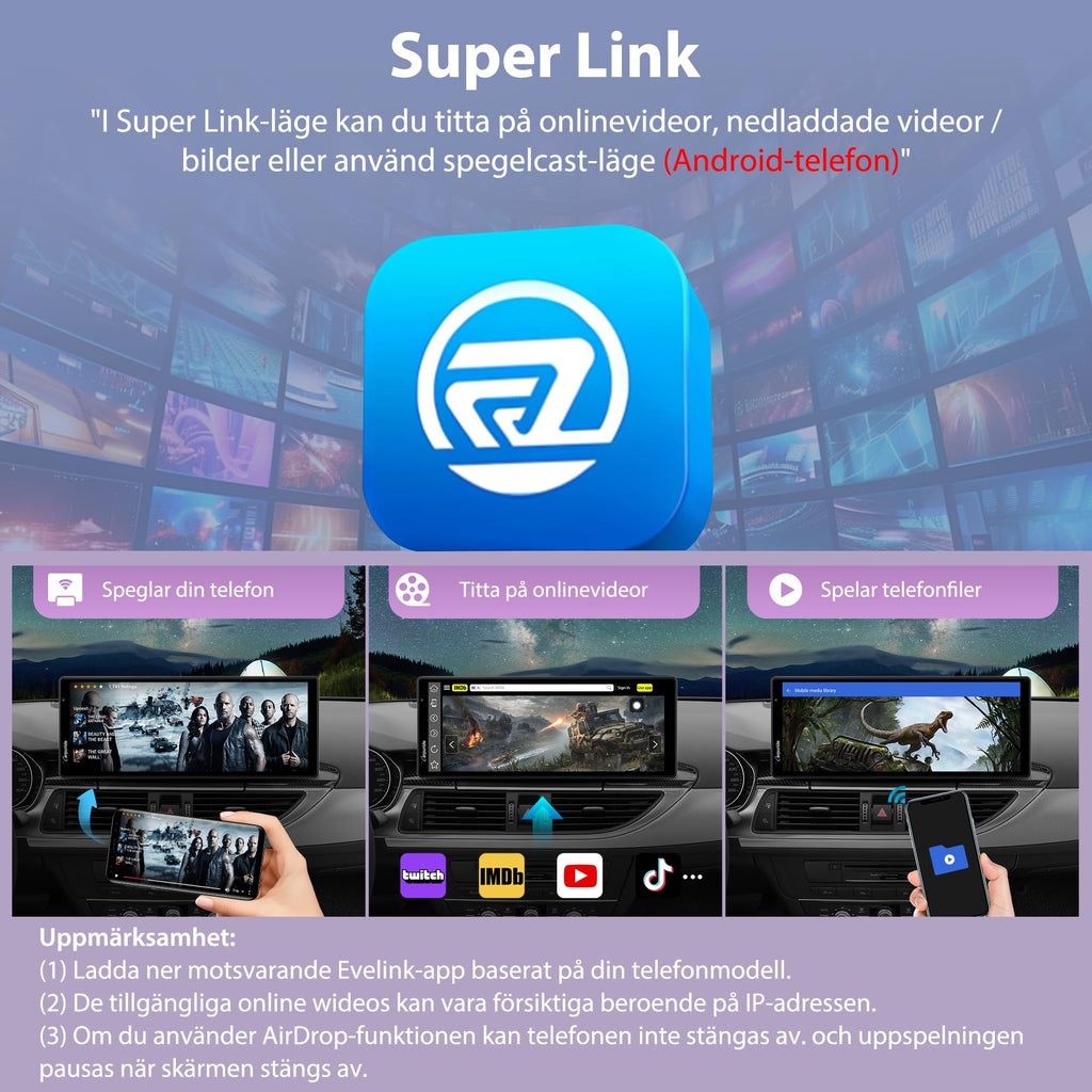 Carpuride Wireless Carplay & Android Auto med Dash Cam - 10,26" HD IPS Touch Car Play-skärm för bil, 4K Front & 1080P Bakre kamera, Loop Recording, Bluetooth Audio, Mirror Link, GPS, Siri