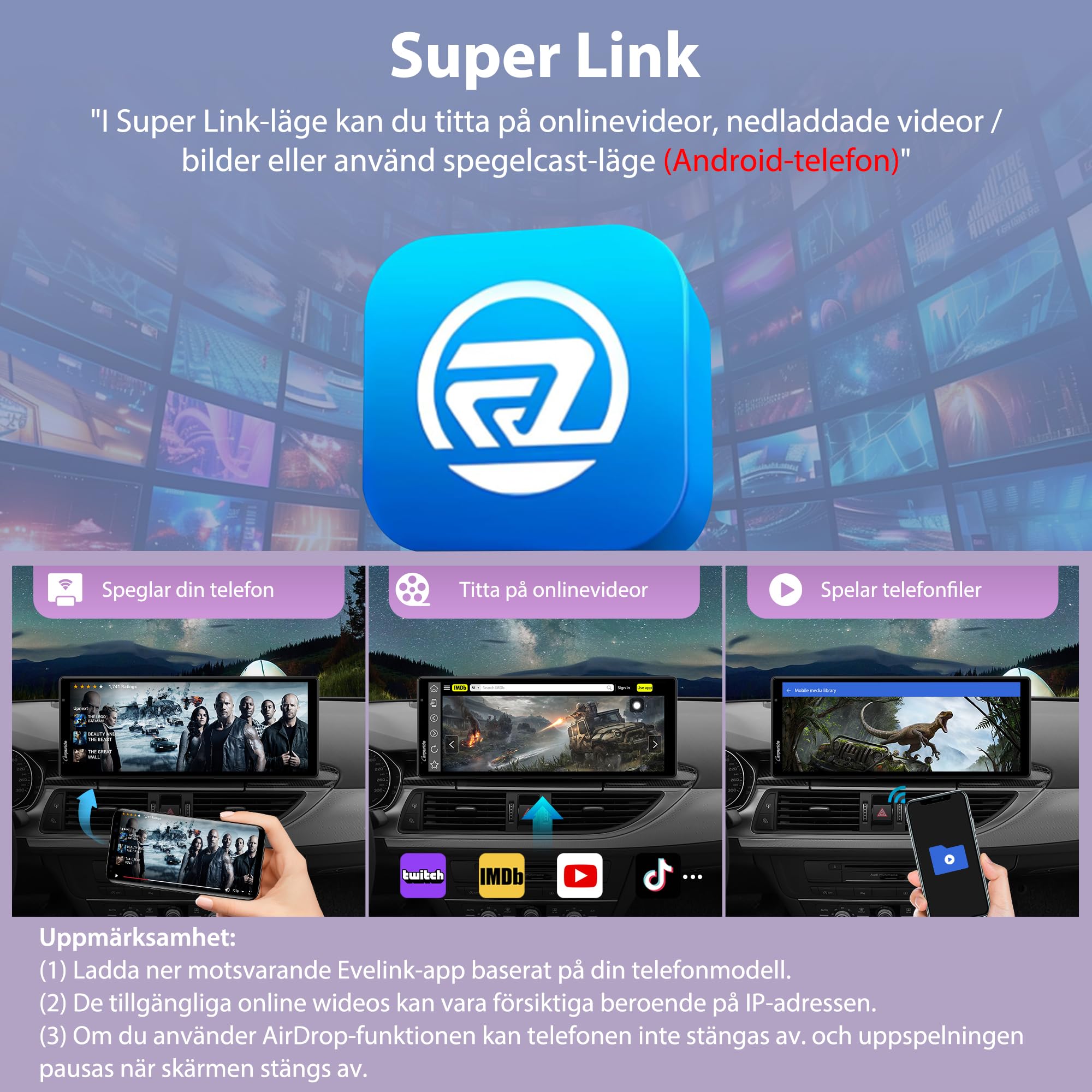 Carpuride Wireless Carplay & Android Auto med Dash Cam - 10,26" HD IPS Touch Car Play-skärm för bil, 4K Front & 1080P Bakre kamera, Loop Recording, Bluetooth Audio, Mirror Link, GPS, Siri