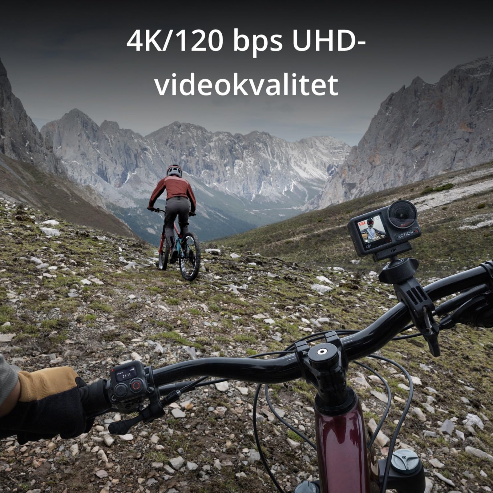 DJI Osmo Action 4 standardkombination - 4K/120 bps vattentät actionkamera med 1/1,3-tums sensor, fantastiska bilder i svagt ljus, 10-bitars och D-Log M färgprestanda, ett 1770 mAh-batteri