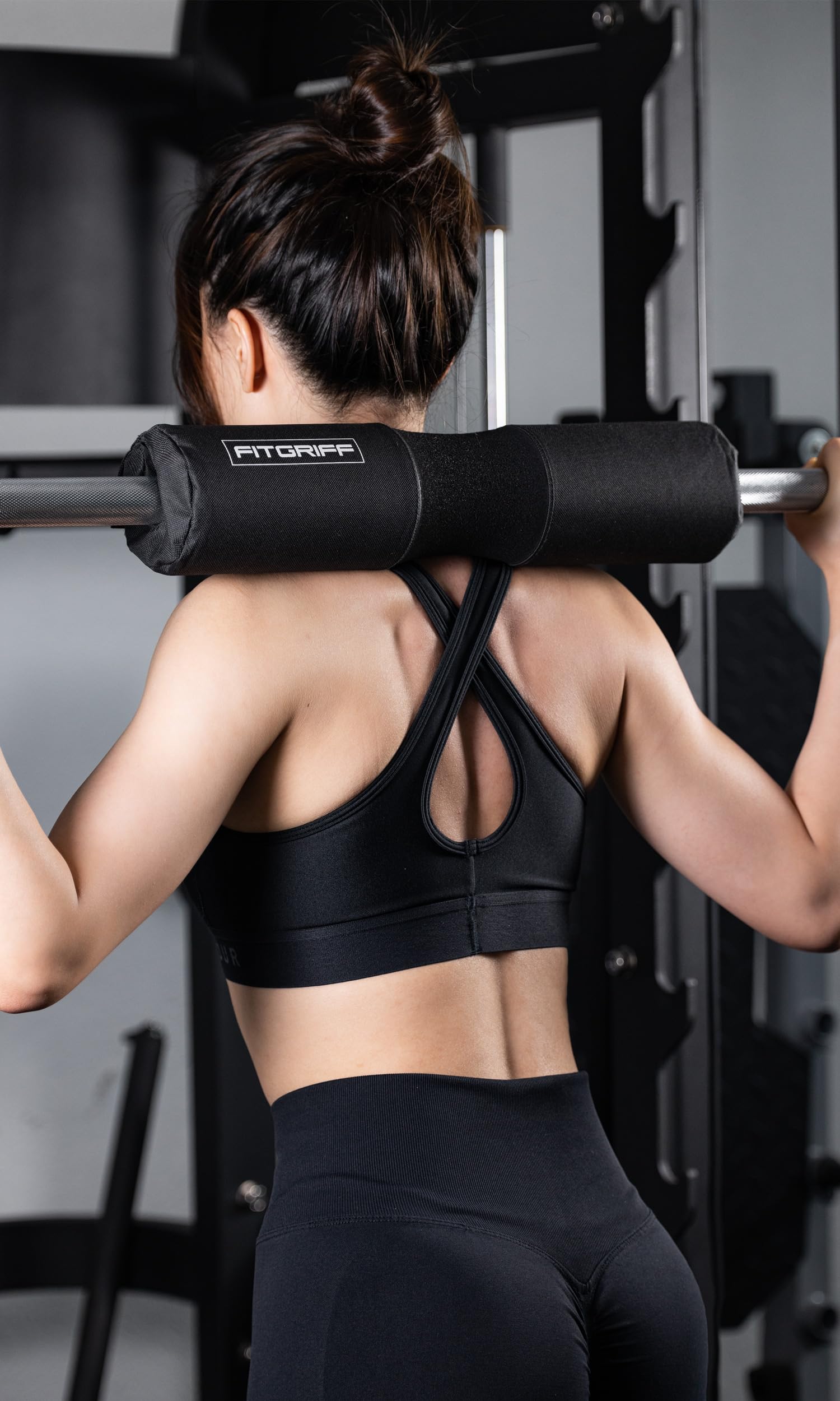 Fitgriff® skivstångsdyna, Hip Thrust Pad med kardborreband – nackkudde för hantel – stoppning för squats, Booty-träning, gym