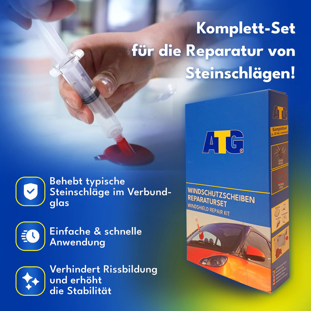 ATG Stenskottsreparation Vindruta Kit ATG116 – Reparera Stenskott & Sprickor, Vindrutereparationsset med Resin