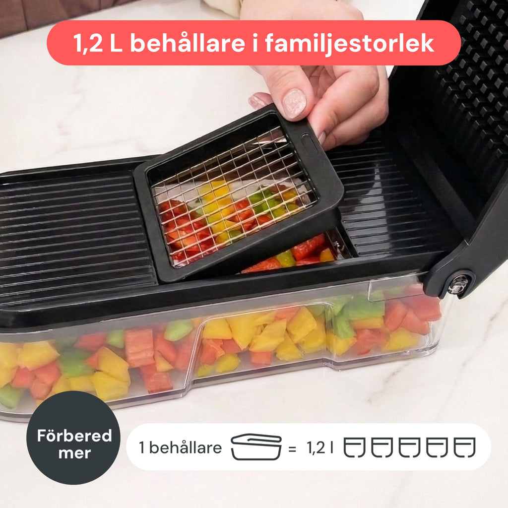 Grönsakshackare Grönsaksskärare Mandolin Grönsaksskivare - Grönsaks- och löksalladsmatberedare Manuell - Potatischopper Grönsakshackare Tärningsskärare - Köksredskap Prylar (Kompakt 6-i-1 Svart)